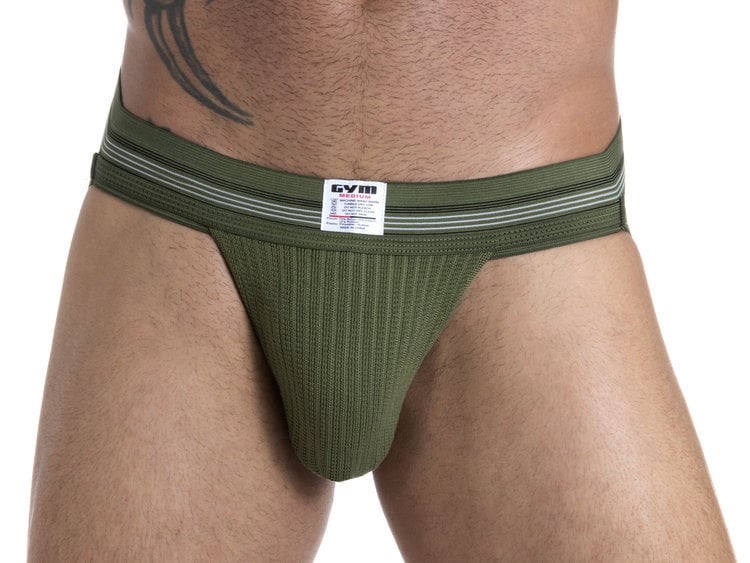 GYM Old School Jockstrap with 2" Waistband in Army Green